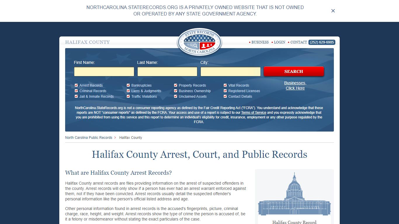 Halifax County Arrest, Court, and Public Records