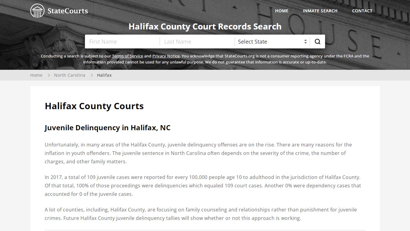 Halifax County, NC Courts - Records & Cases - StateCourts
